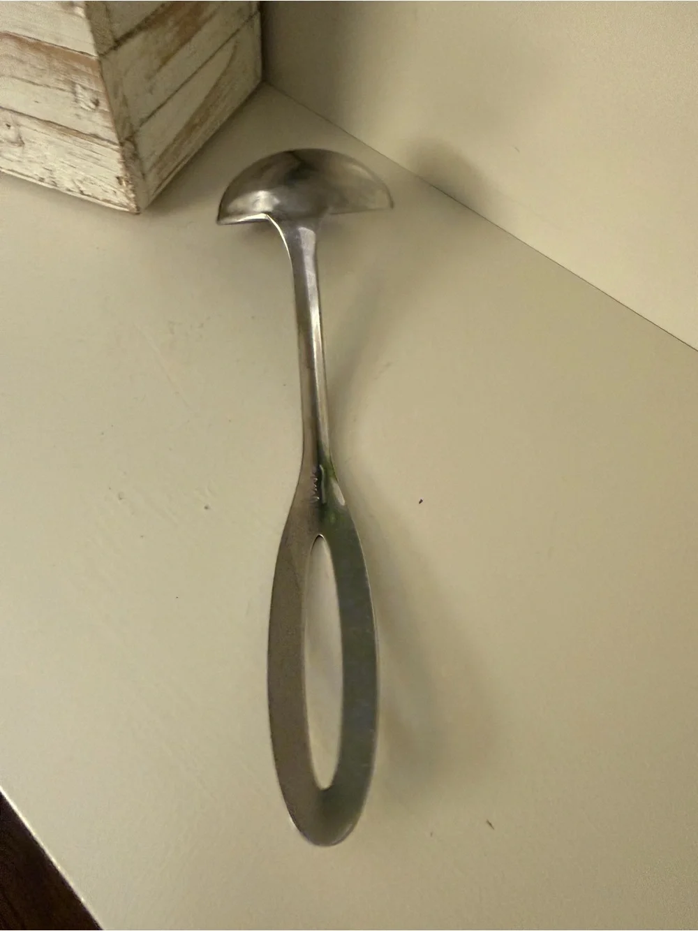 Bran Stainless Steel Gravy Ladle Modernist Open Handle Serving Spoon 8”